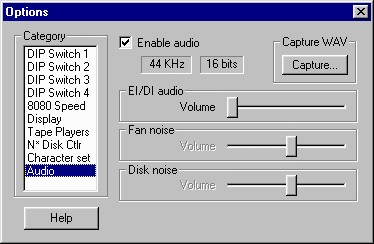 screenshot of audio configuration dialog