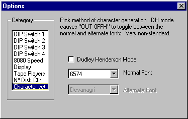 screenshot of character generator configuration dialog