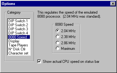 screenshot of CPU speed regulation dialog