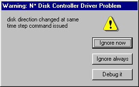 screenshot of the disk controller configuration error dialog